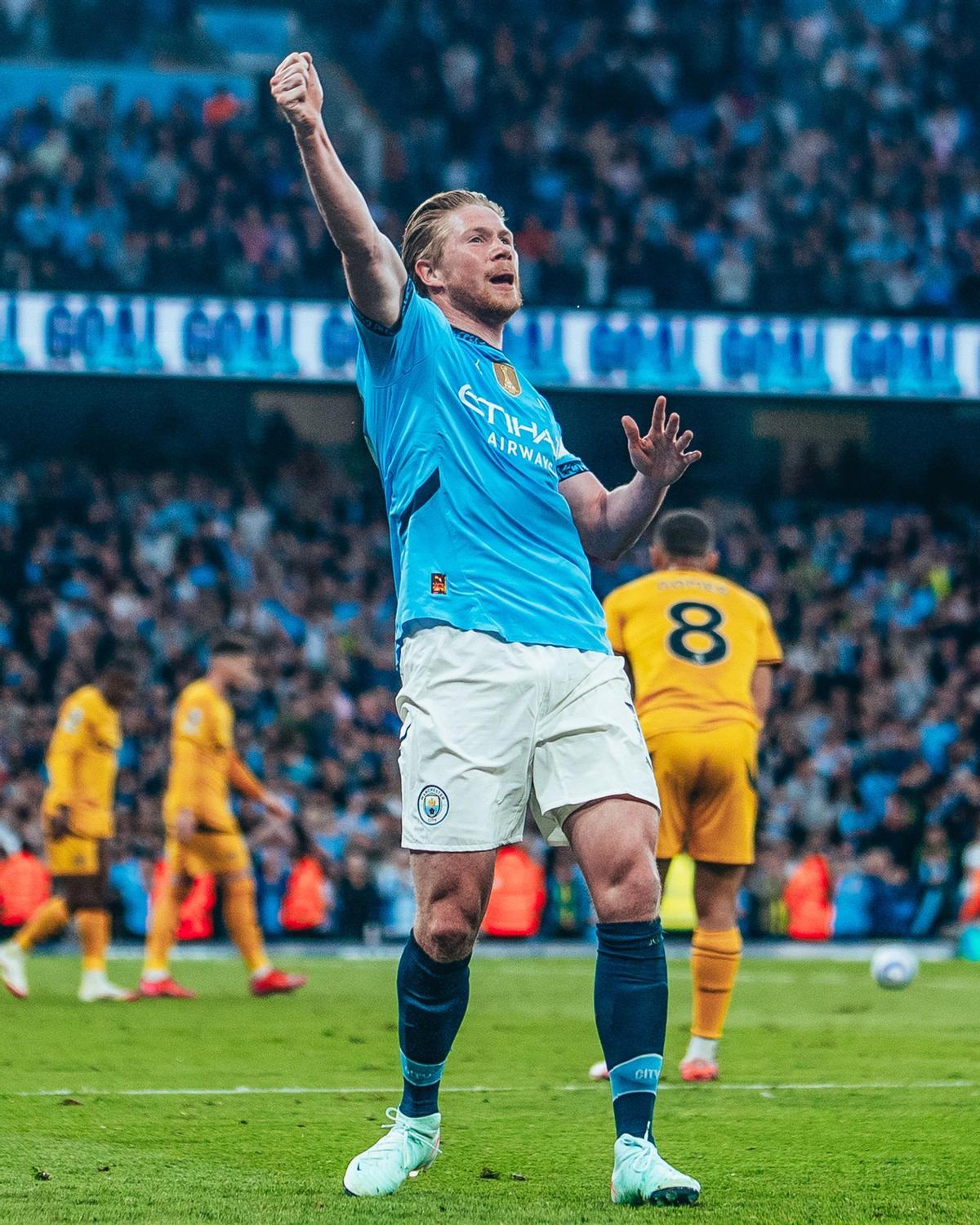 Kevin De Bruyne, celebrando su gol ante los Wolves