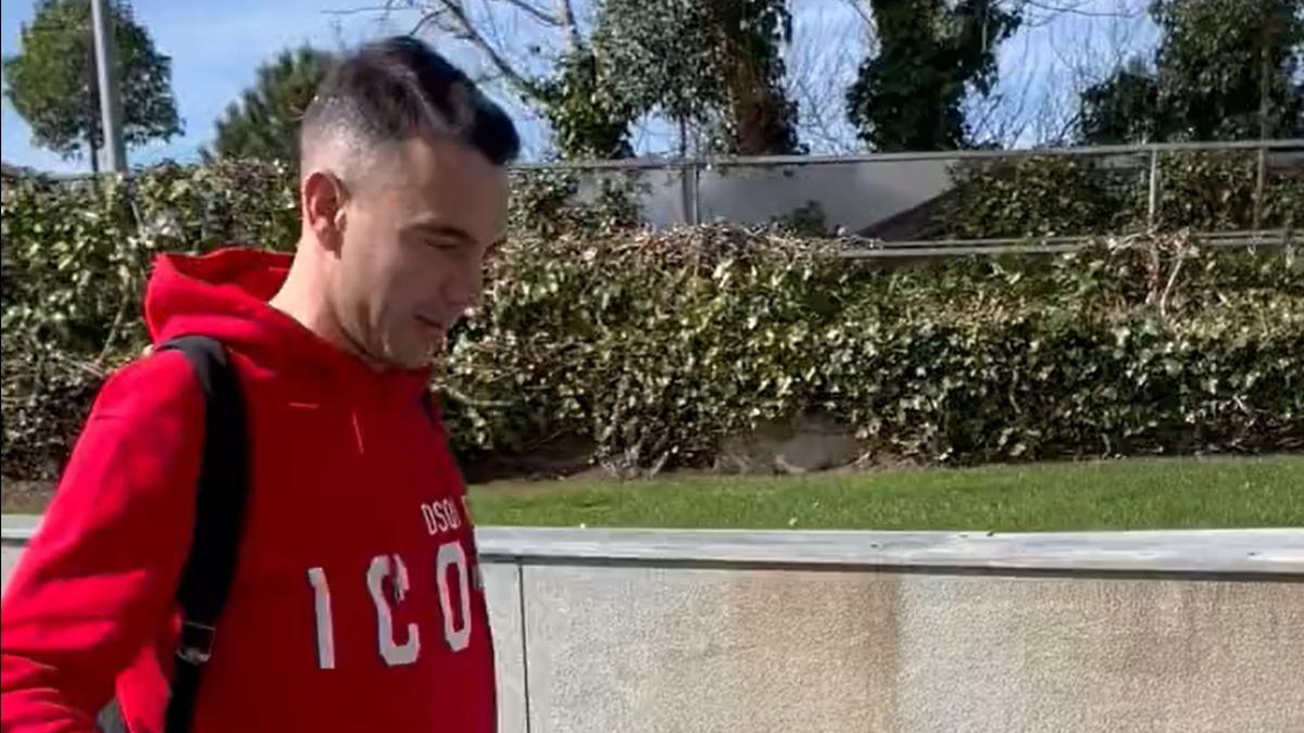 Aspas, a su llegada a la ciudad deportiva de Las Rozas