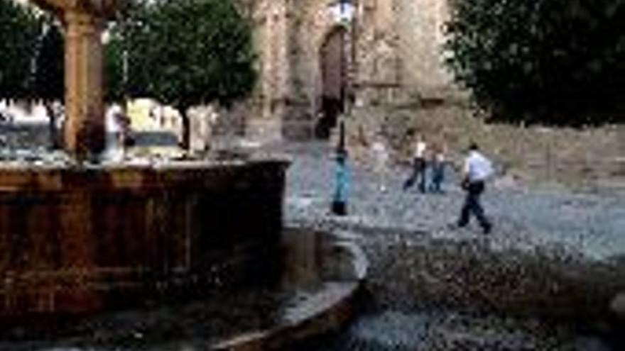 Derroche de agua en la fuente de la catedral