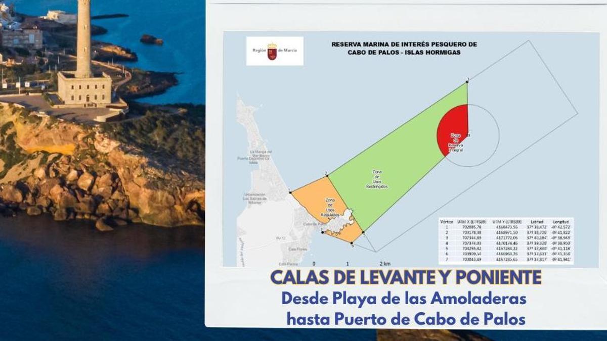 Mapa de la nueva zona protegida en la Reserva Marina de Cabo de Palos