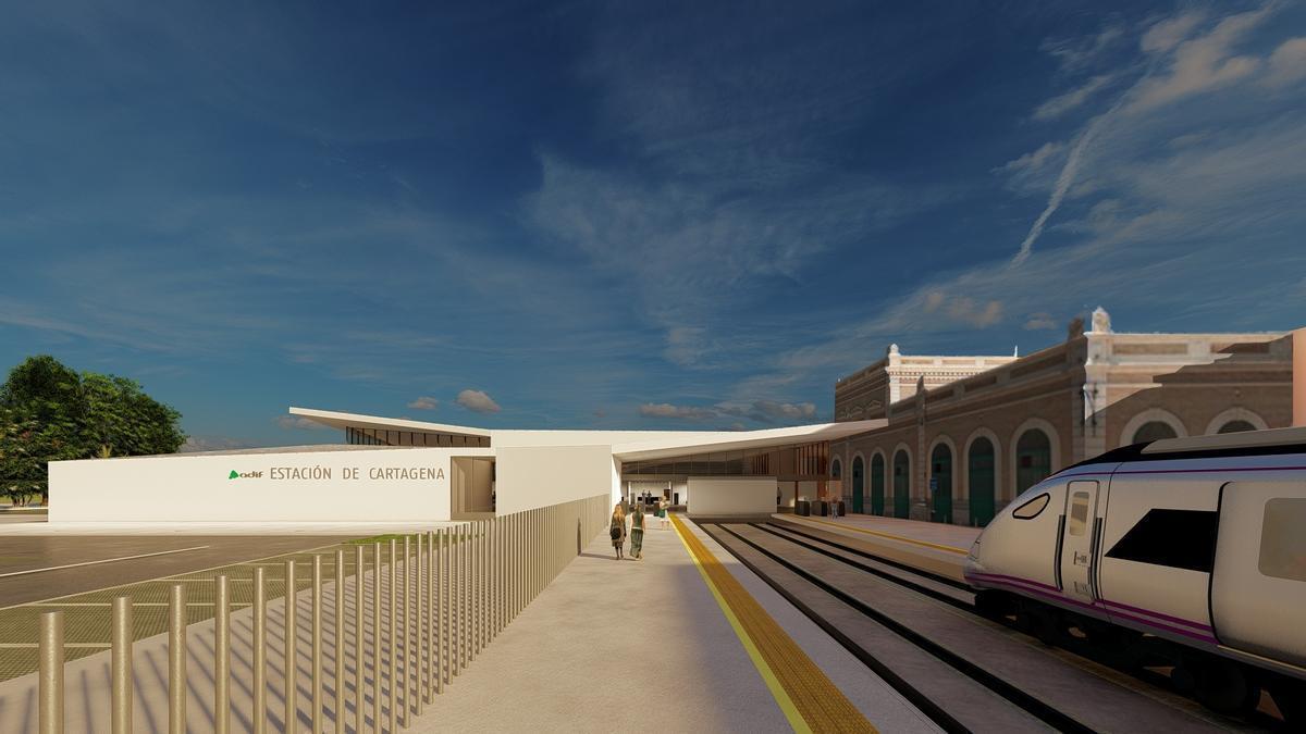 Simulación de la futura estación de Cartagena que propone Adif