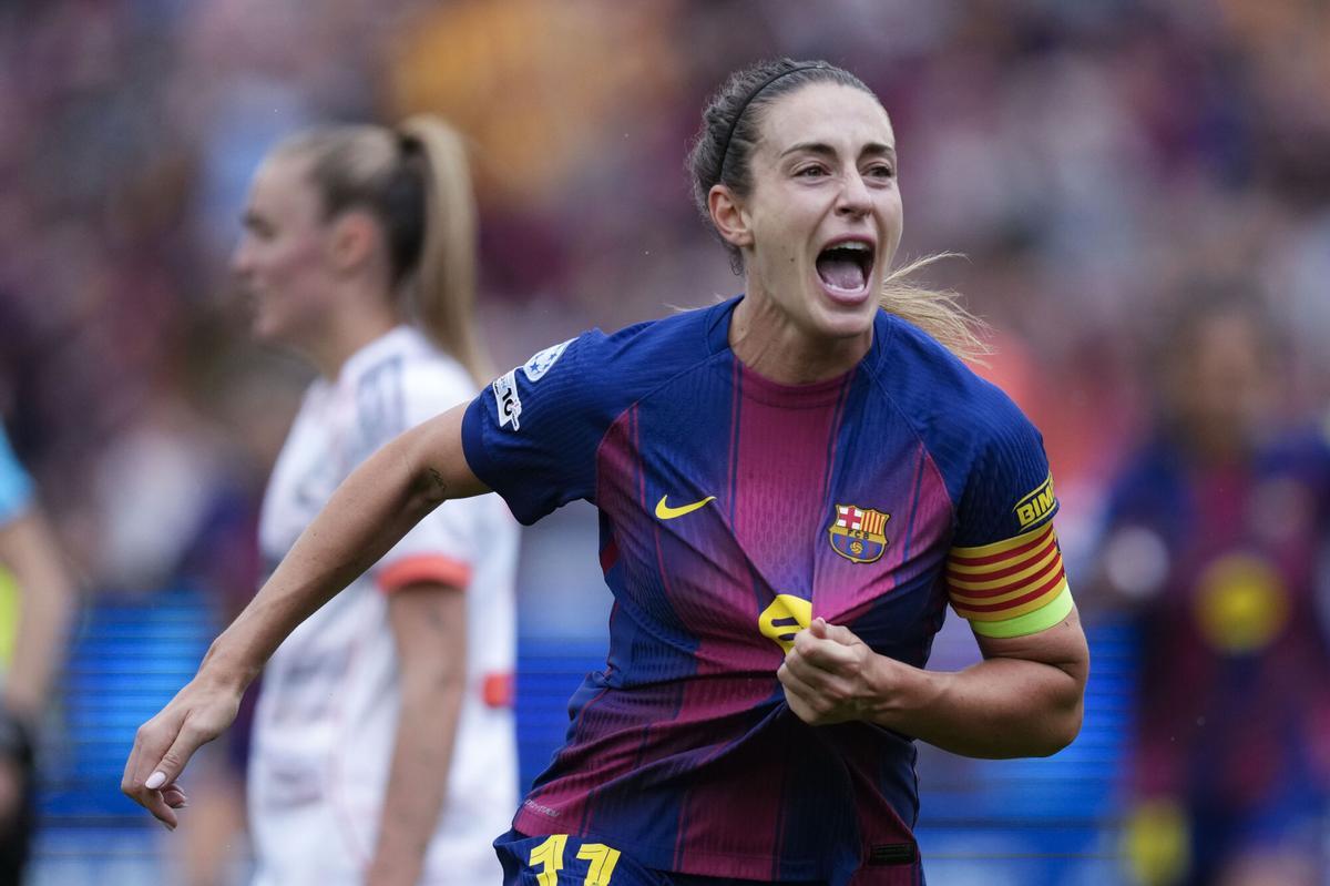 Alexia Putellas celebra su gol contra el Bayern Múnich.