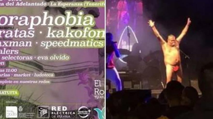 El cantante  tinerfeño de &#039;Las Ratas&#039;, Txowie, se desnuda en pleno concierto