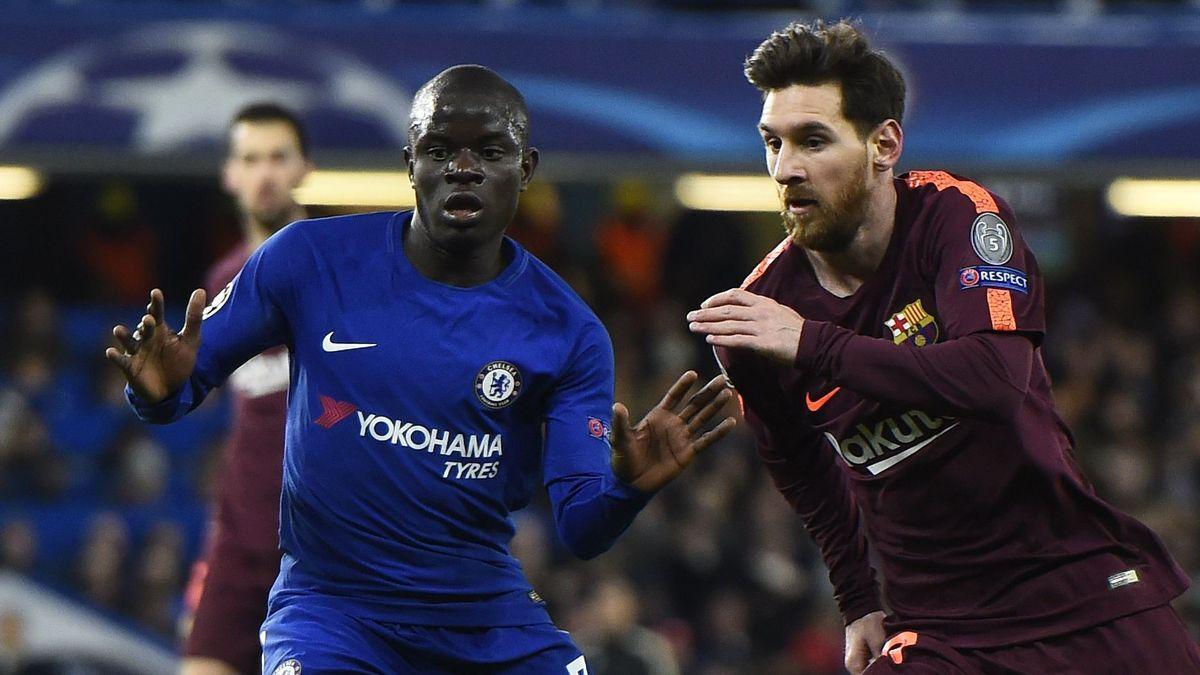 N&#039;Golo Kanté, junto a Leo Messi.