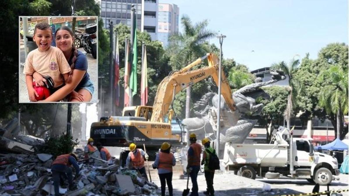 Arriba, Dayana y su hijo, dos colombianos residentes en Vigo. En la foto grande, el estado de su pueblo, Pereira.