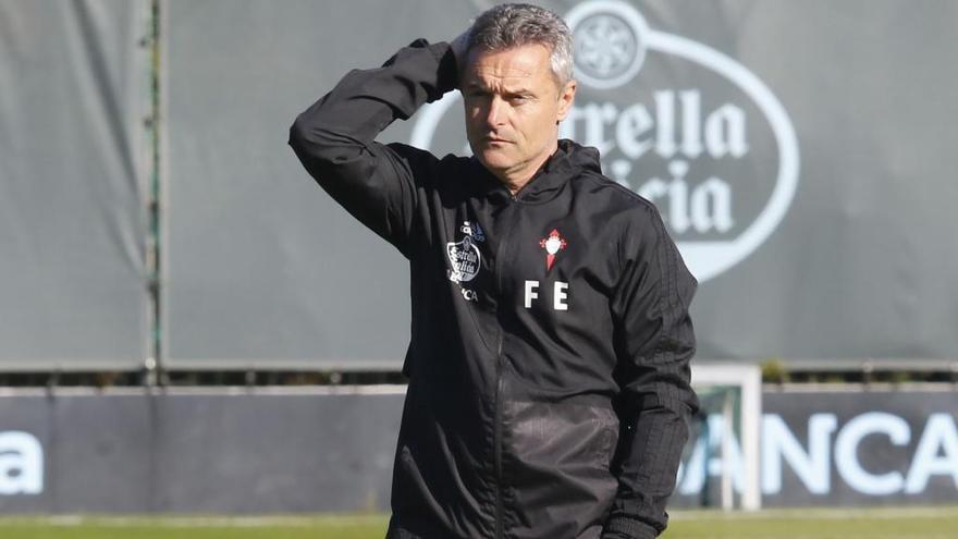 Escribá durante un entrenamiento del Celta. // Alba Villar