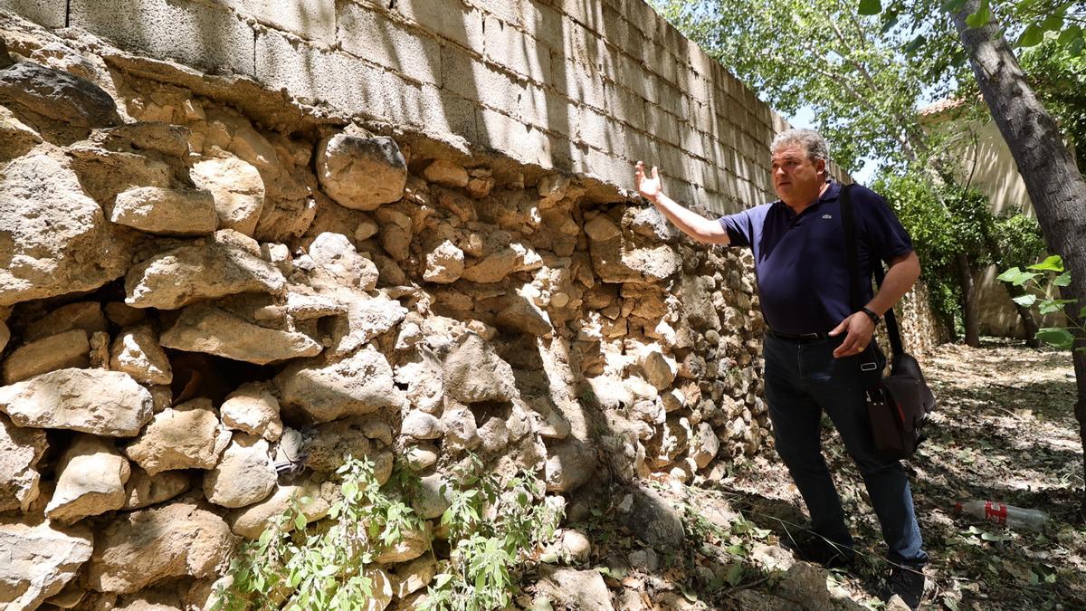 El muro del siglo XIV que está siendo estudiado.