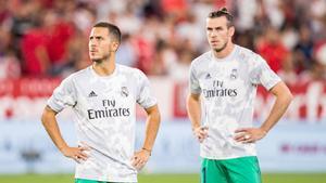 Bale y Hazard, durante un entrenamiento con el Real Madrid