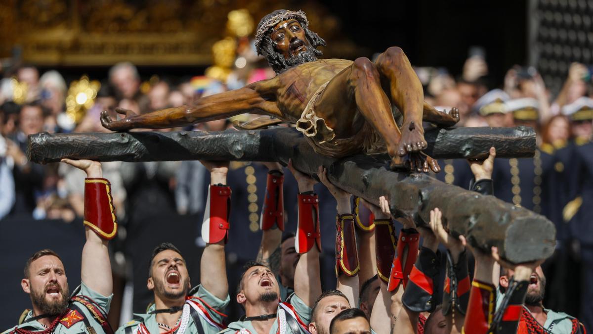 Un momento de la procesión del Cristo de la Buena Muerte, en Málaga.