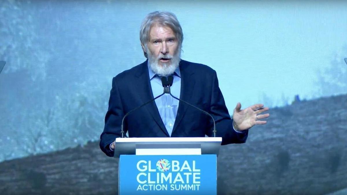Harrison Ford, en 2018 hablando sobre el cambio climático