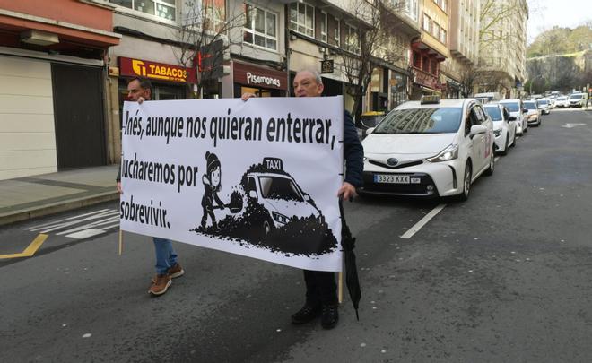 Protesta de los taxis de A Coruña