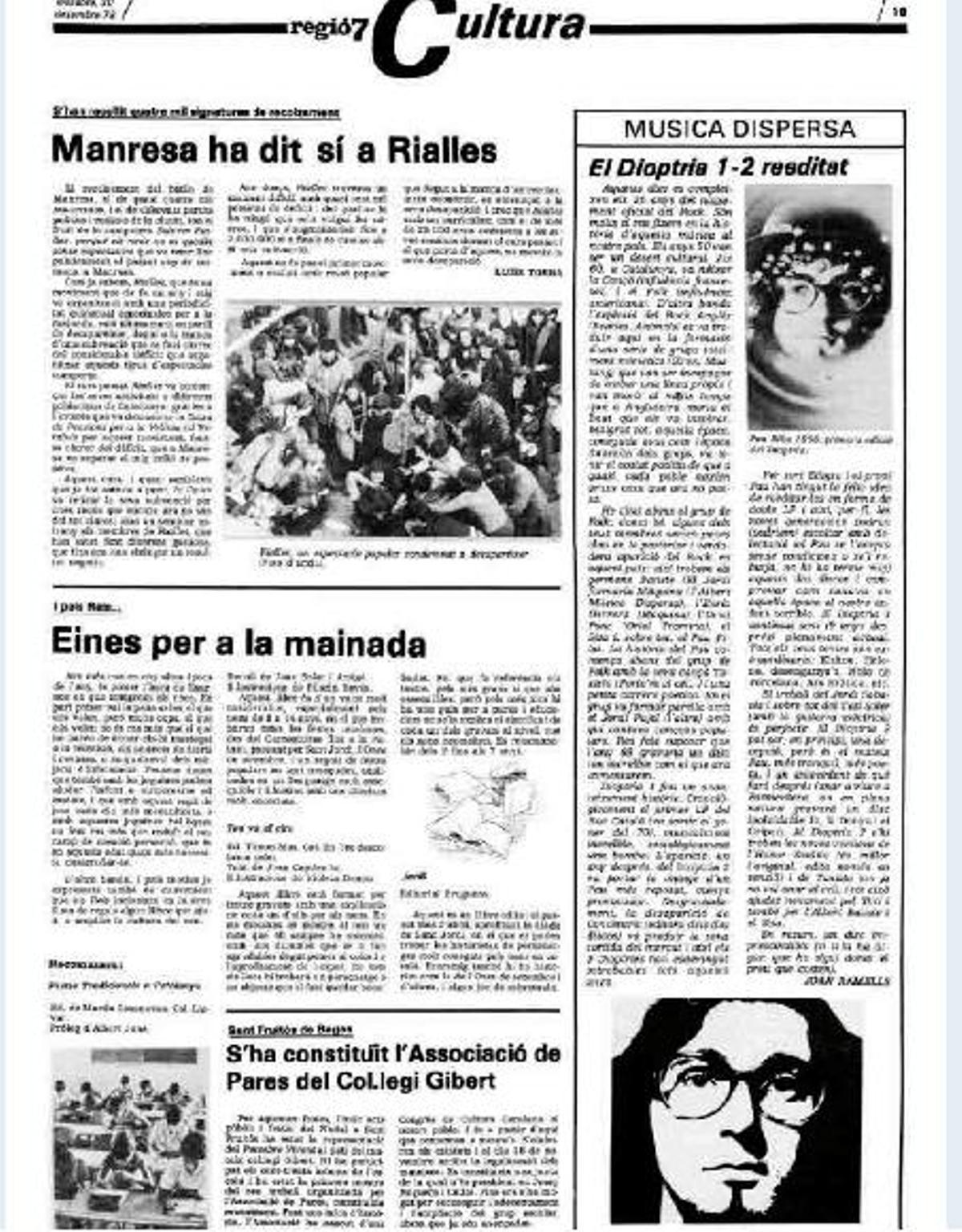 Una pàgina de l'edició del 30 de desembre de 1978 de Regió7