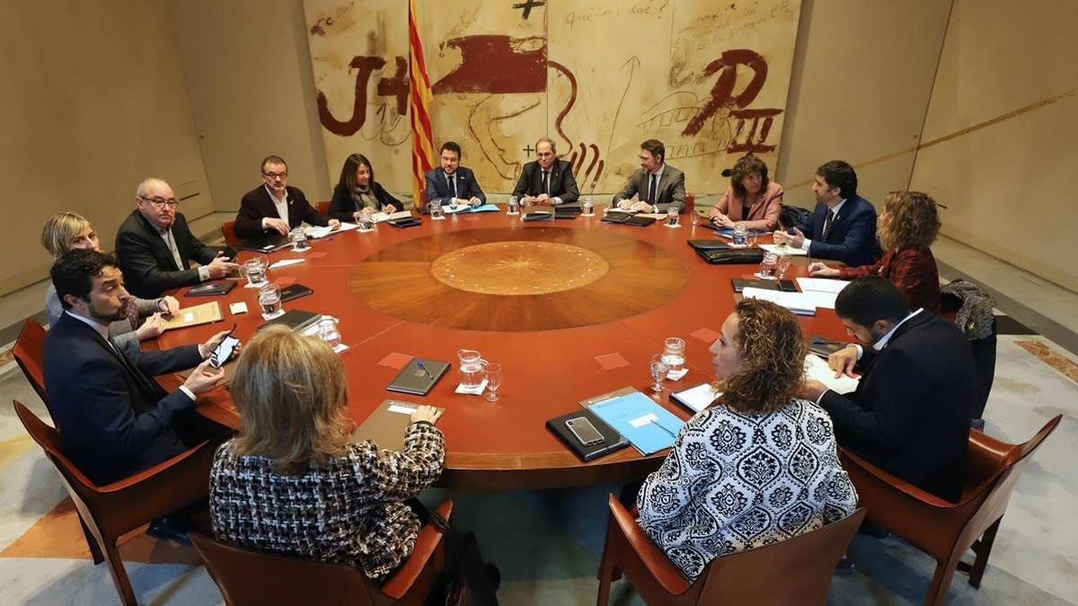 Una reunión del Consell de Govern, en el Palau de la Generalitat.