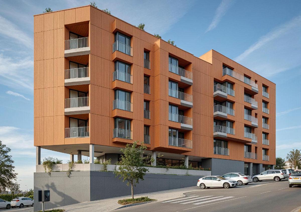 Fachada sur del edificio As Lavandeiras.