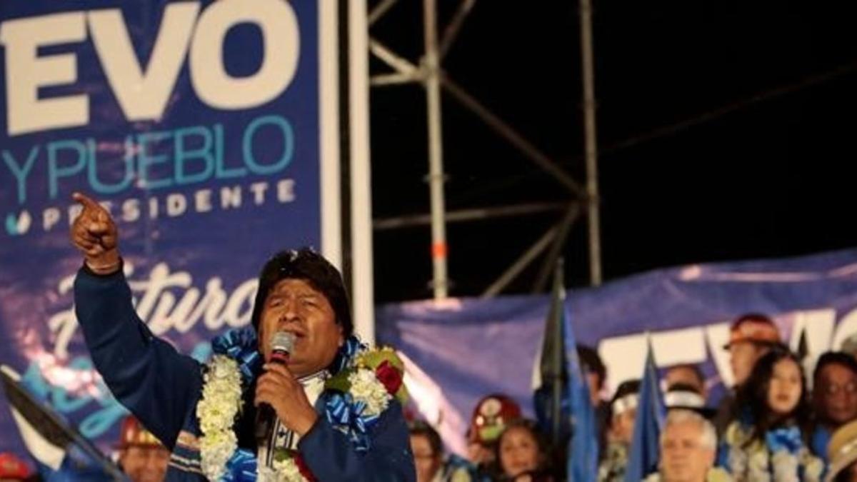 El presidente de Bolivia, Evo Morales, en el acto de cierre de campaña en El Alto (Bolivia).