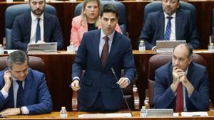 El consejero de Educación, Emilio Viciana, en la Asamblea de Madrid.