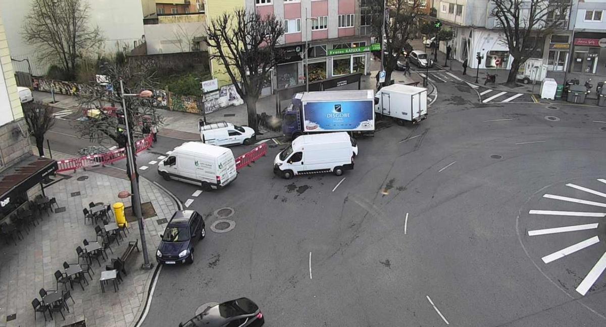 La calle Torrecedeira de Vigo cerrada a la altura del número 106.