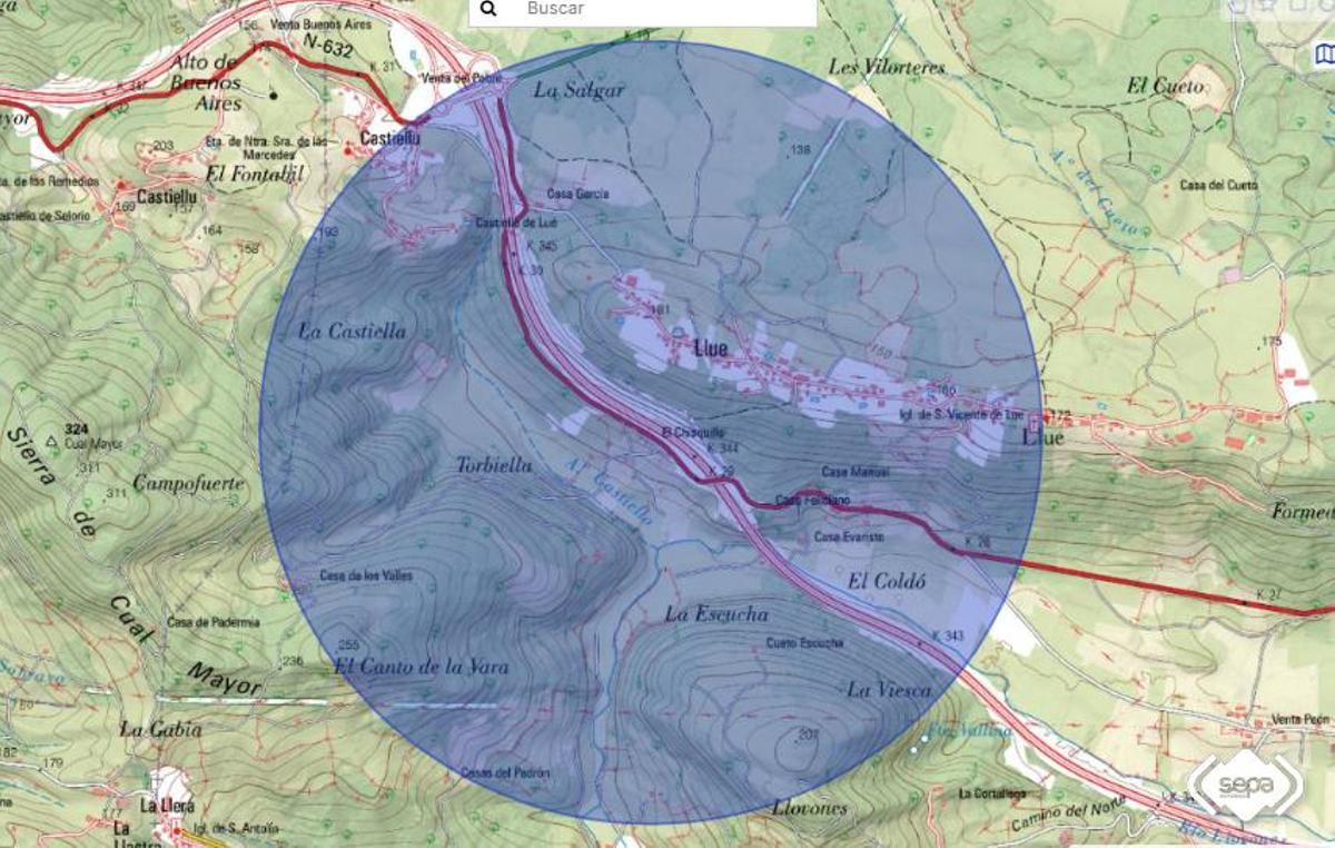 La zona afectada por el riesgo de explosión