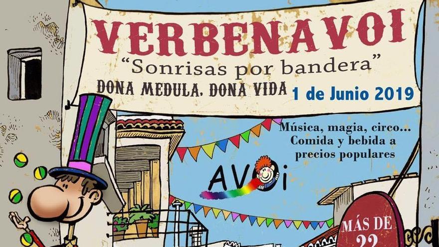 Detalle del cartel de la verbena solidaria AVOI de 2019.