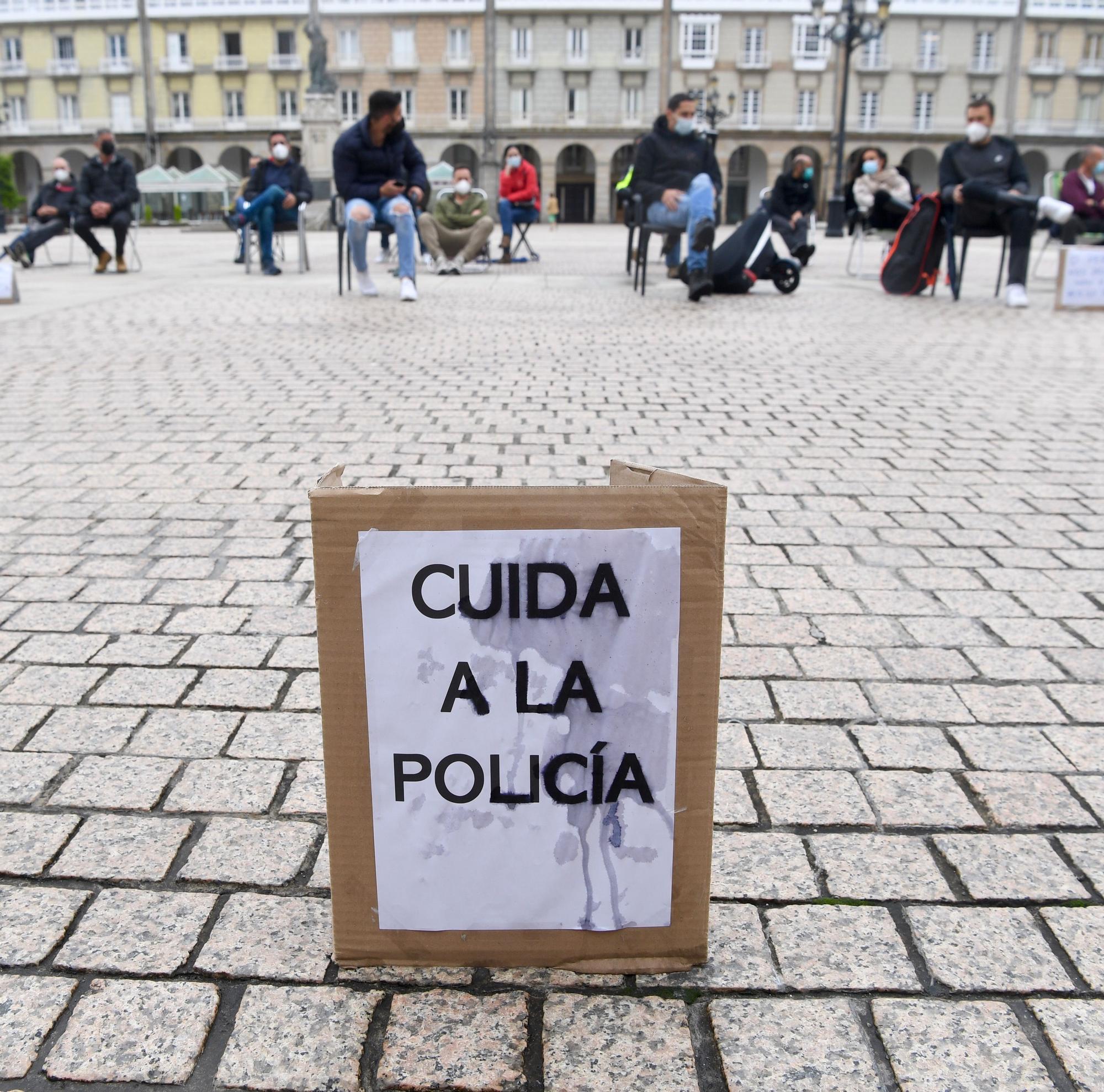 Sentada de la Policía Local en María Pita