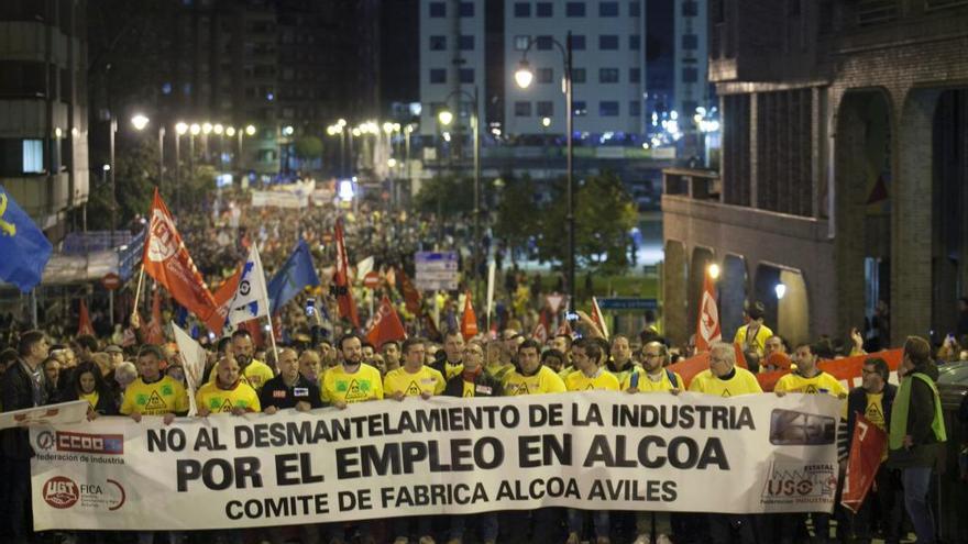 Manifestación contra el cierre de Alcoa.