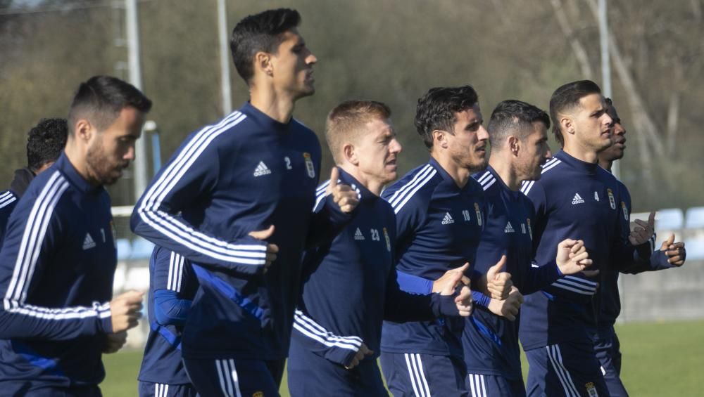 El entrenamiento del Oviedo de esta mañana