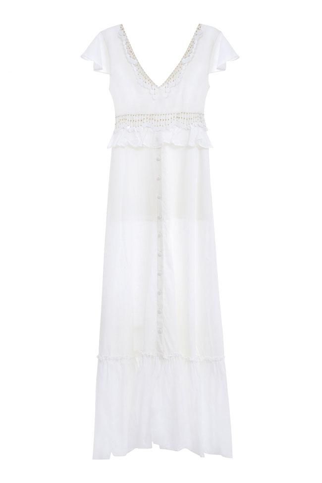 Vestido blanco con falda abotonada, de Bless the Mess