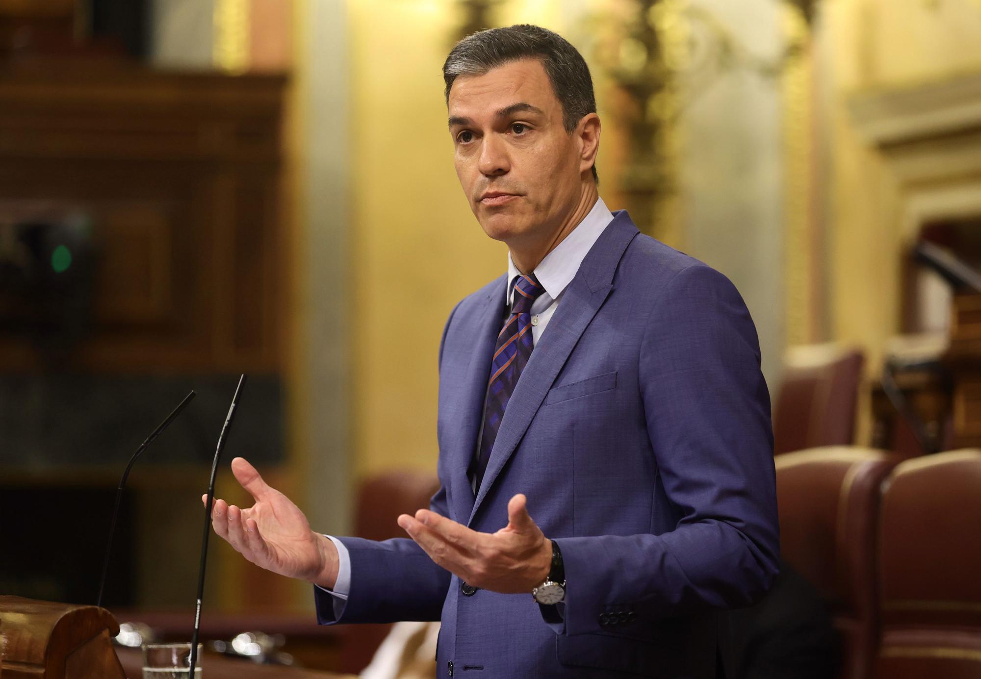 El presidente del Gobierno, Pedro Sánchez, interviene en una sesión plenaria, en el Congreso de los Diputados, a 26 de mayo de 2022