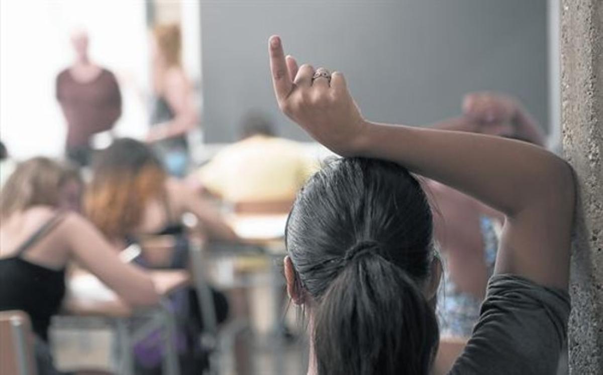 Alumnes d’ESO de l’institut Fort Pienc, a Barcelona, al setembre.