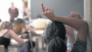 Alumnes d’ESO de l’institut Fort Pienc, a Barcelona, al setembre.