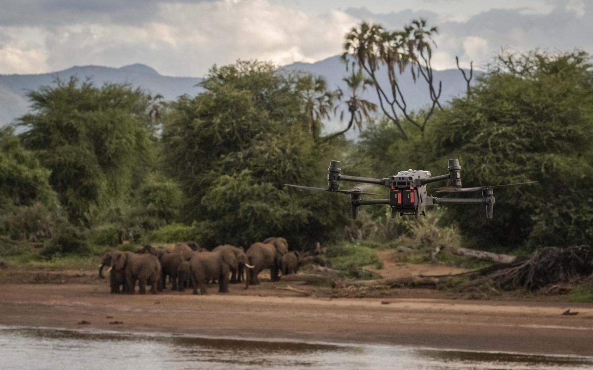 Dron en uso en la Reserva Nacional de Samburu.
