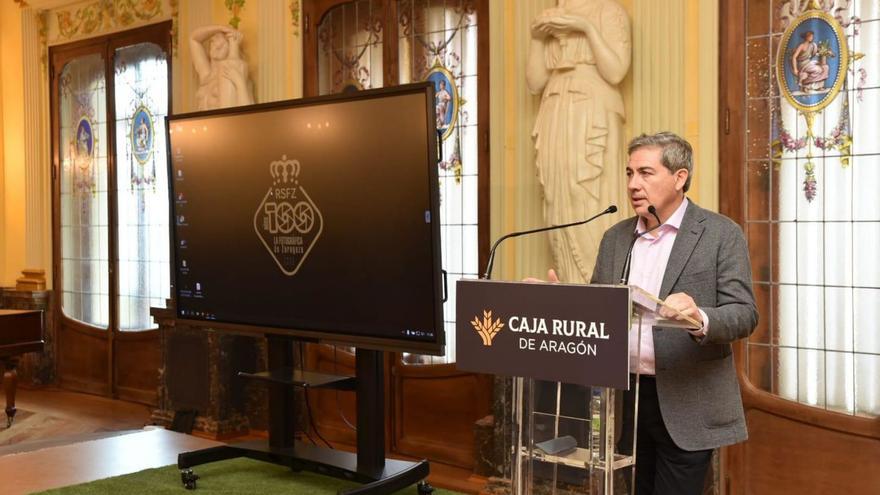 El presidente de la RSFZ, José Ignacio García Palacín, durante el acto de presentación del centenario.