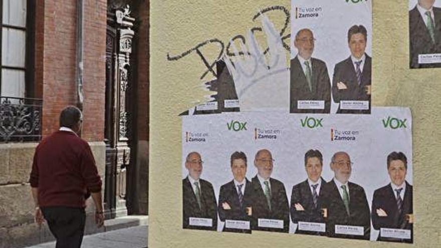 Vox se salta la ley electoral y coloca sus carteles en zonas no habilitadas para ello