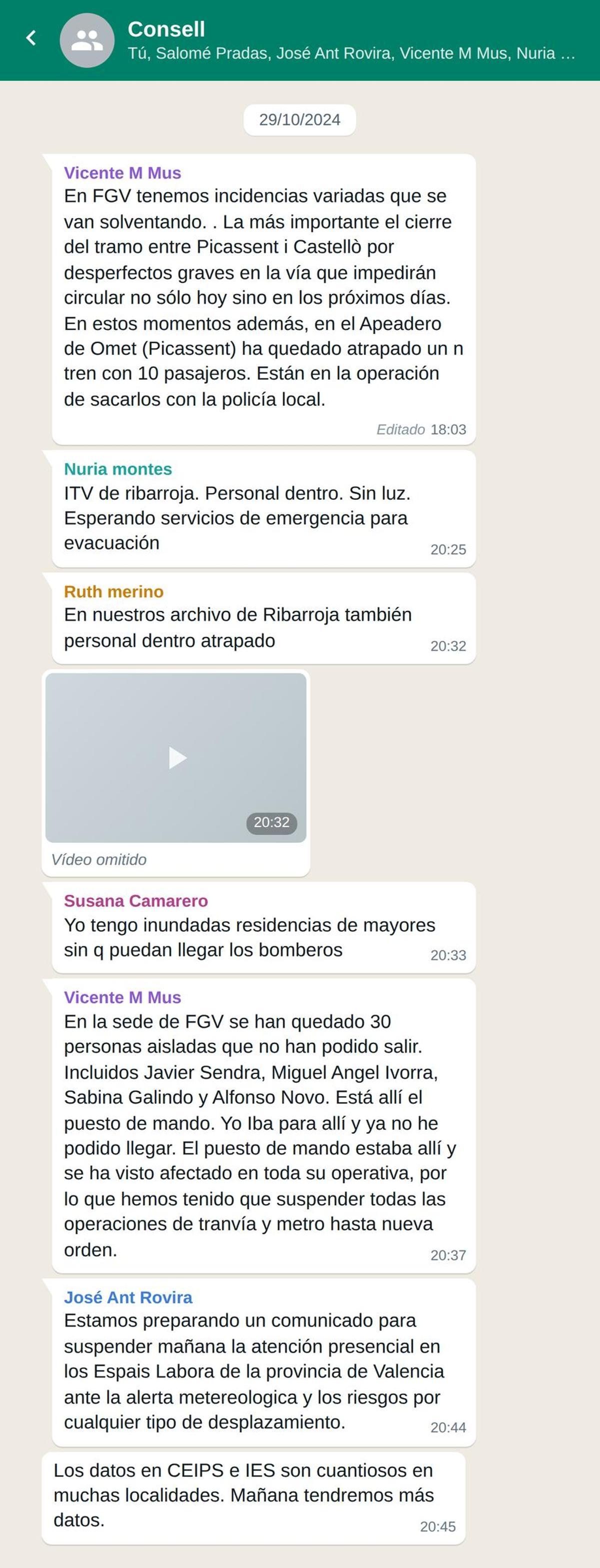 Simulación del chat del Consell el día de la dana