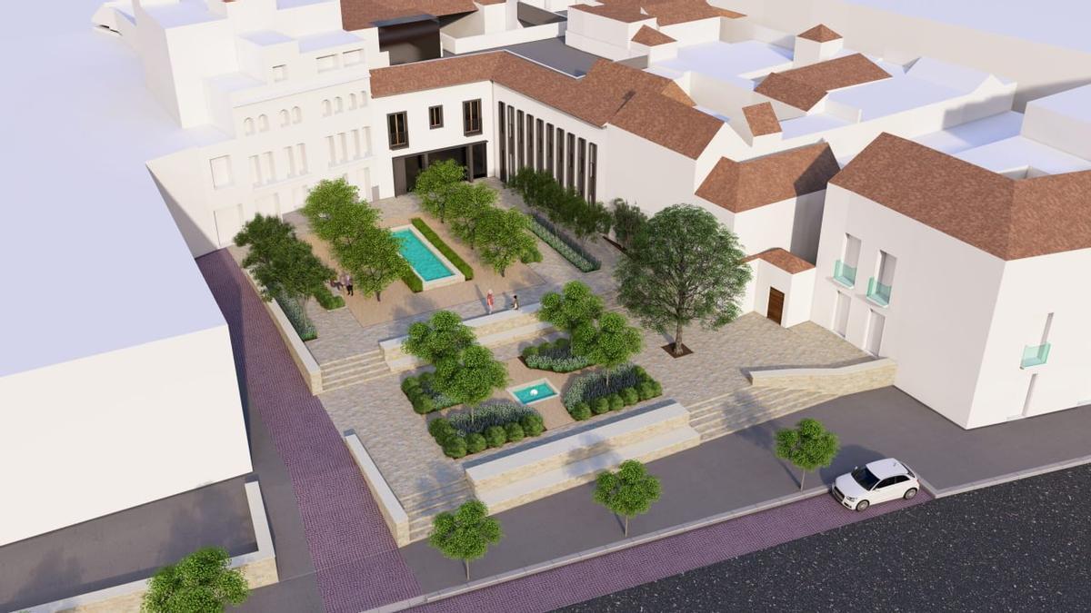 Recreación de cómo quedará la futura plaza y el acceso a la Ribera dentro del proyecto del hotel del parking de Bodegas Campos.