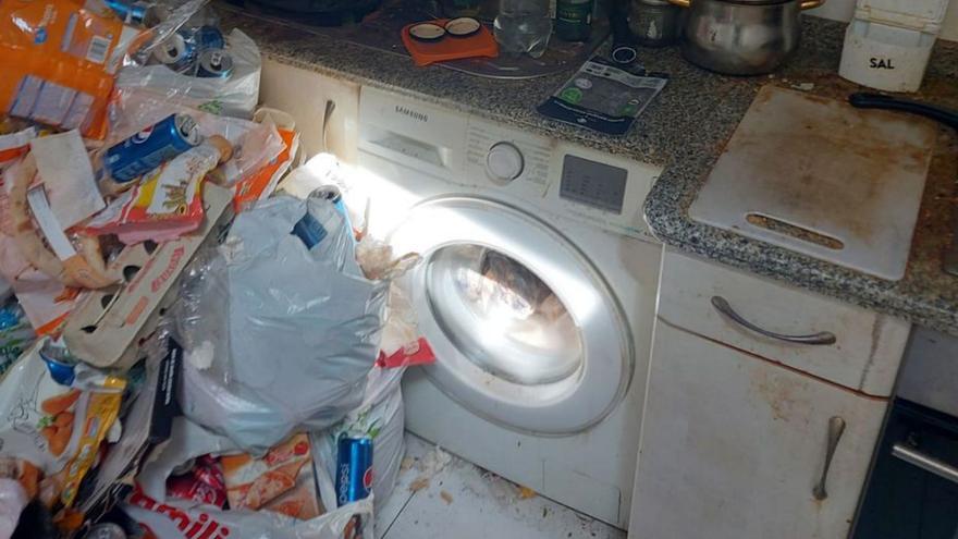 O lixo ateigaba unha boa parte da cociña da vivenda do narcopiso