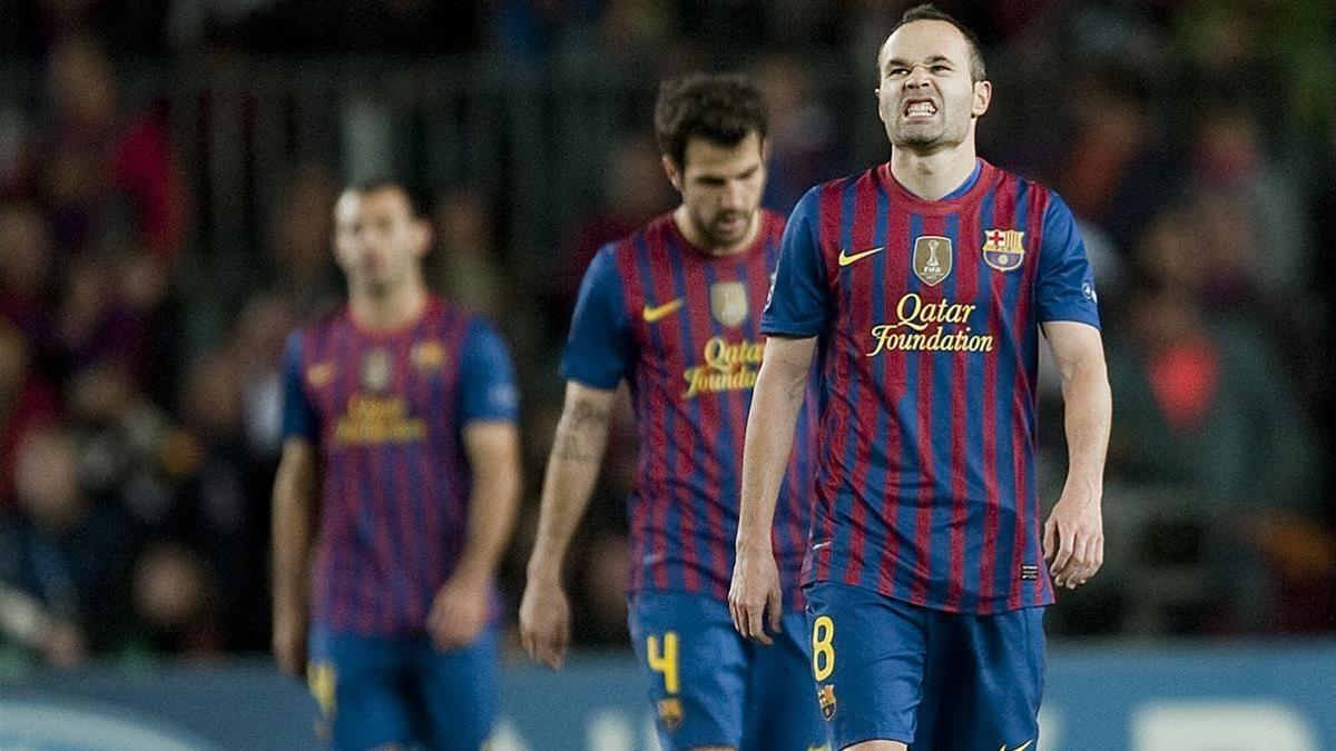 Iniesta y Cesc, en el partido del 2012 ante el Chelsea.