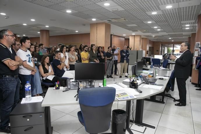 03.10.19. Las Palmas de Gran Canaria. Visita de F. Javier Moll de Miguel, presidente del Grupo Prensa Iberica,  a la redacción e instalaciones de La Provincia . Foto Quique Curbelo  | 03/10/2019 | Fotógrafo: Quique Curbelo