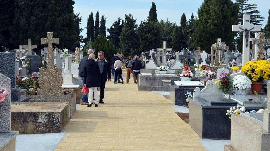 Uno de los paseos ya pavimentado el pasado año, en el cementerio municipal.