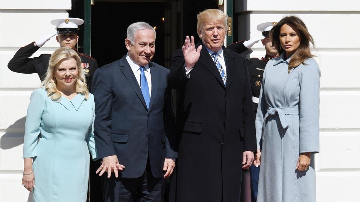 Trump y Netanyahu, con sus respectivas esposas, este lunes 5 de marzo en Washington.