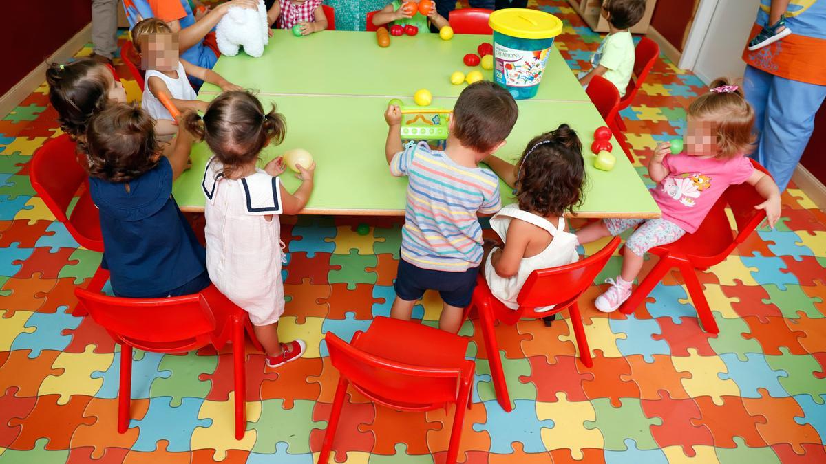 Niños en el inicio del curso escolar 21/22 en una guardería de Málaga.