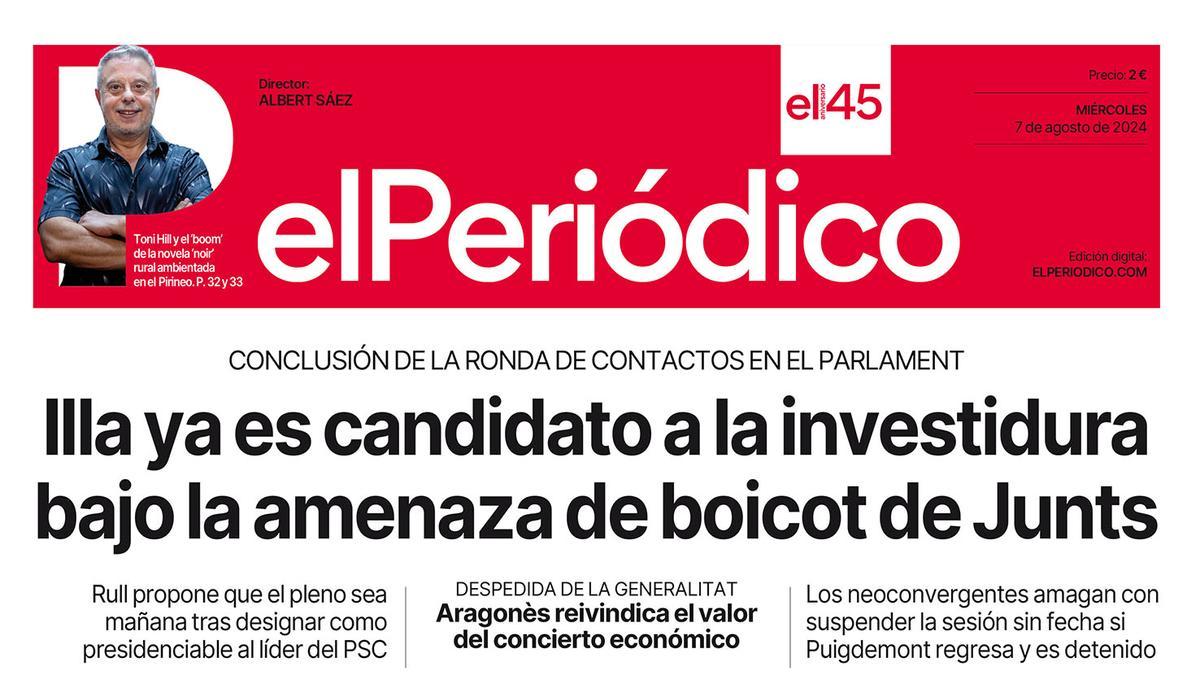 La portada de EL PERIÓDICO del 7 de agosto de 2024