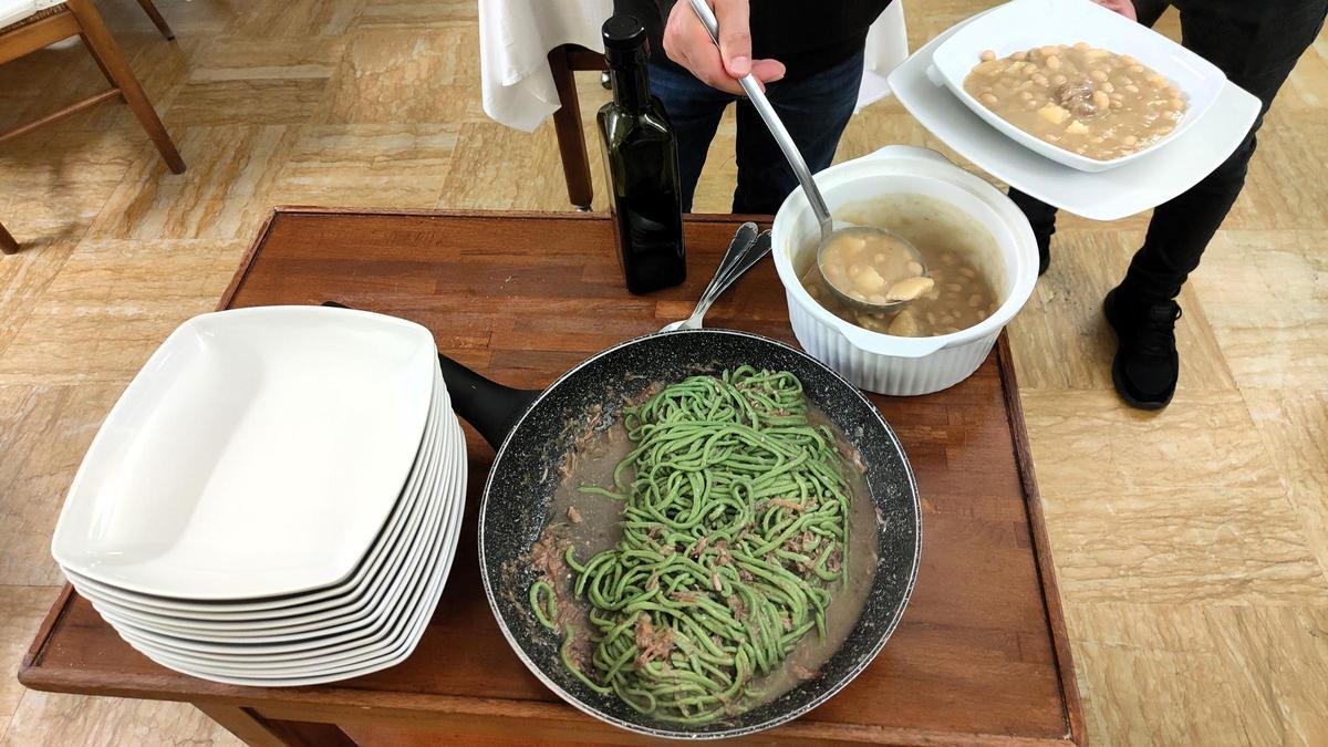 Los ‘tagliolini’ verdes con ragú de conejo y romero del restaurante Terme.