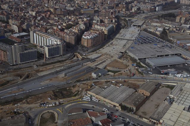 Obras en la estación del AVE de La Sagrera, en Barcelona.