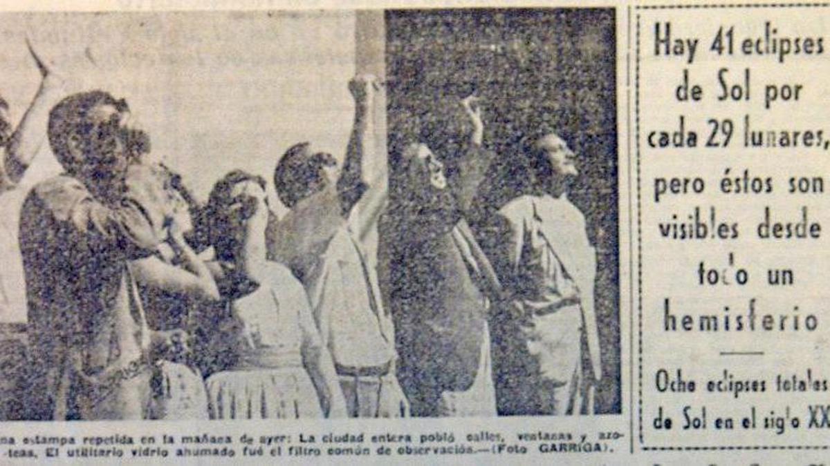 Recorte de prensa del eclipse de 1959 en El Día