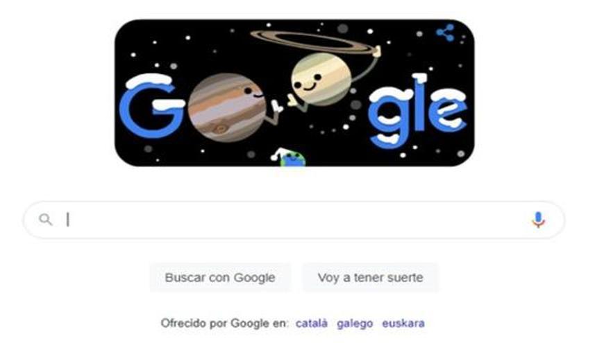 Imagen del doodle de Google de este lunes 21 de diciembre de 2020.