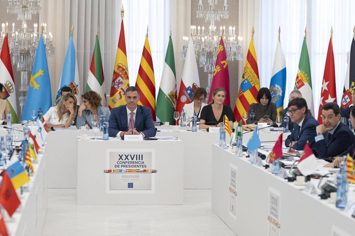 El presidente del Gobierno, Pedro Sánchez, durante la última Conferencia de Presidentes celebrada en Barcelona.