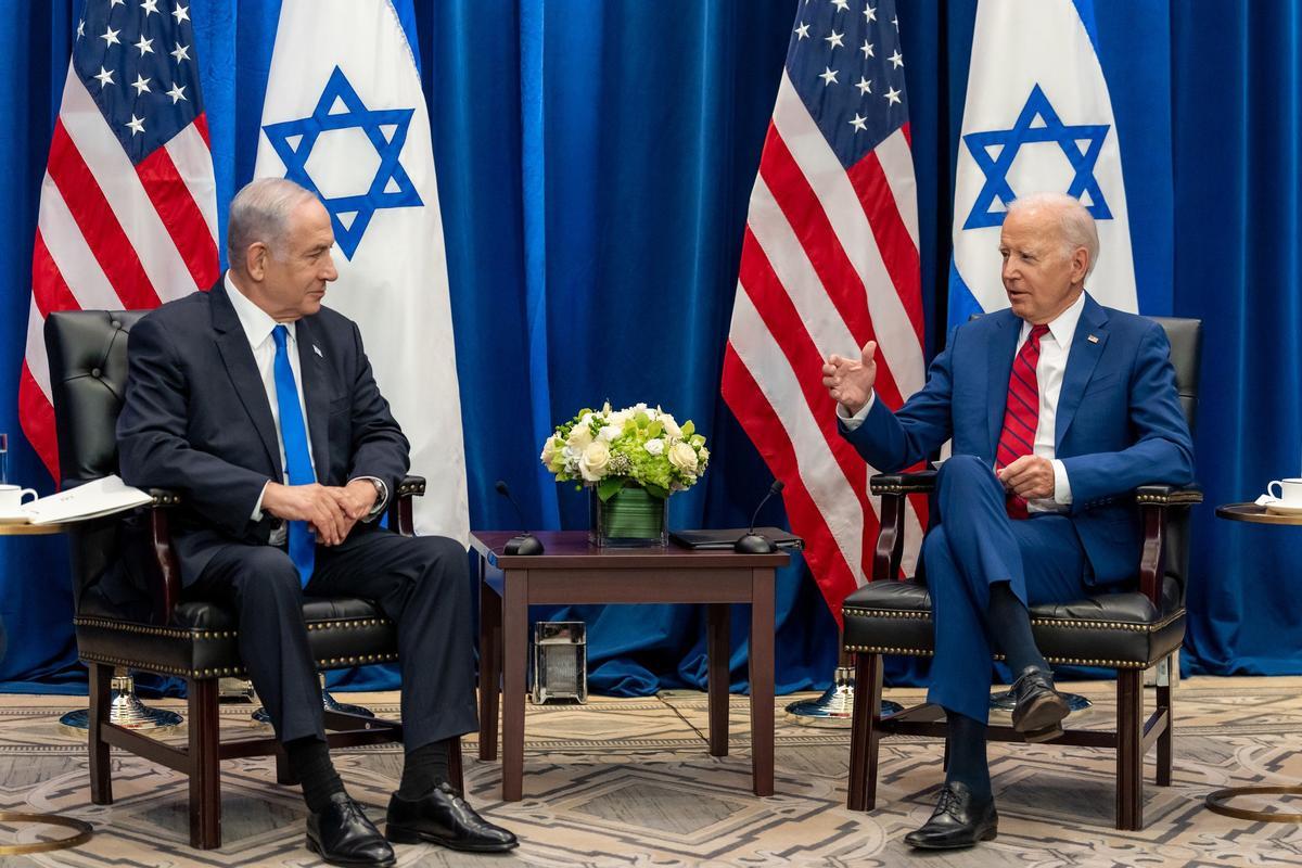 El presidente de Isreal, Benjamin Netanyahu, y su homólogo estadounidense, John Biden, la semana pasada.