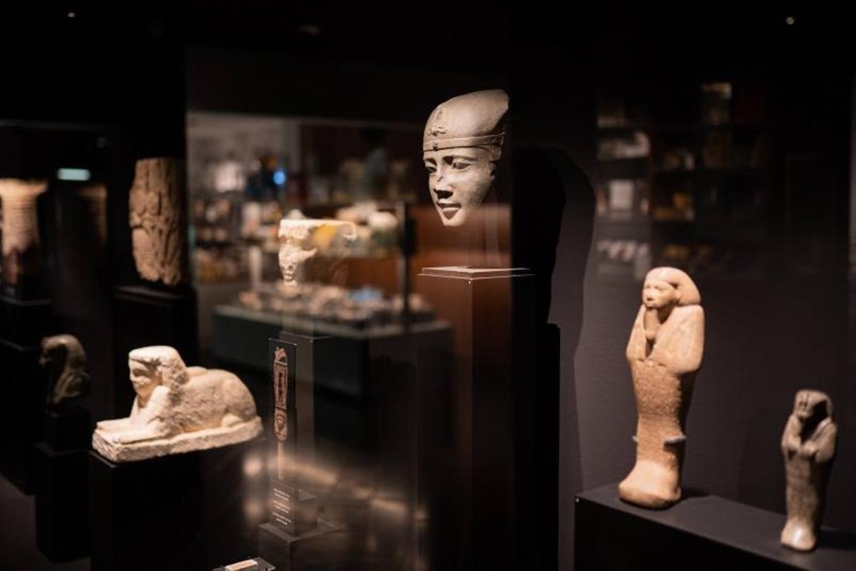 Varias vitrinas del Museu Egipci, en su trigésimo aniversario.