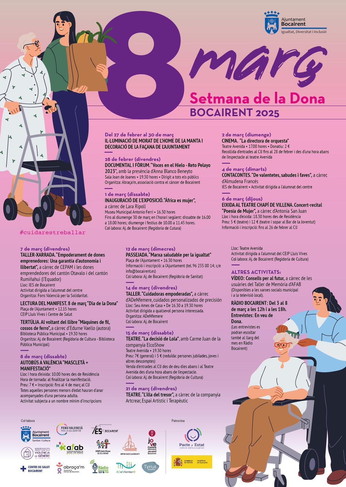 Cartel de la programación de la Setmana de la Dona en Bocairent.